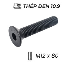 Lục Giác Chìm Col Thép Đen 10.9 DIN7991 M12x80
