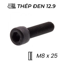 Lục Giác Chìm Đầu Trụ Thép Đen 12.9 DIN912 M8x25 (25Cái/Bịch)