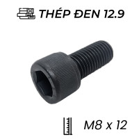Lục Giác Chìm Đầu Trụ Thép Đen 12.9 DIN912 M8x12 (25Cái/Bịch)