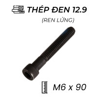 Lục Giác Chìm Đầu Trụ Thép Đen 12.9 DIN912 M6x90 Ren Lửng