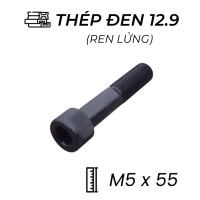 Lục Giác Chìm Đầu Trụ Thép Đen 12.9 DIN912 M5x55 Ren Lửng