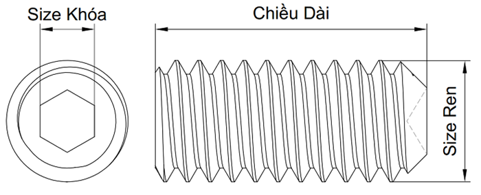Vít Trí Đuôi Lõm Thép UNC #2-56 x 1/4_drawing