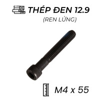 Lục Giác Chìm Đầu Trụ Thép Đen 12.9 DIN912 M4x55 Ren Lửng