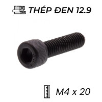 Lục Giác Chìm Đầu Trụ Thép Đen 12.9 DIN912 M4x20 (50Cái/Bịch)