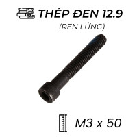Lục Giác Chìm Đầu Trụ Thép Đen 12.9 DIN912 M3x50 Ren Lửng (50Cái/Bịch)