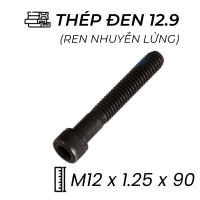 Lục Giác Chìm Đầu Trụ Thép Đen 12.9 DIN912 M12x1.25x90 Ren Nhuyễn Lửng