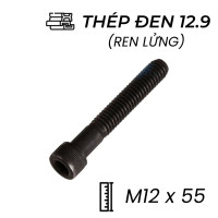 Lục Giác Chìm Đầu Trụ Thép Đen 12.9 DIN912 M12x55 Ren Lửng