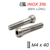 Lục Giác Chìm Đầu Trụ Inox 316 DIN912 M4x40 Ren Lửng