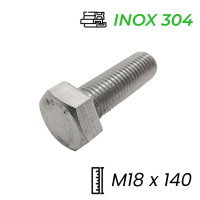 Bulong Inox 304 DIN933 M18x140