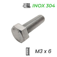 Bulong Inox 304 DIN933 M3x6