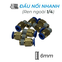 Đầu Nối Nhanh Khí Nén Ø6mm - Ren Ngoài 1/4" CDC MPC 0602 (Màu Xanh)