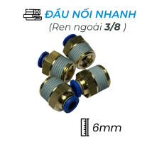 Đầu Nối Nhanh Khí Nén Ø6mm - Ren Ngoài 3/8" CDC MPC 0603 (Màu Xanh)