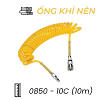 Dây Hơi Xoắn Màu Vàng Có Khớp Nối OD8 x ID5 mm CDC UC 0850-10C (10m)