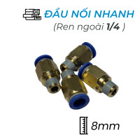Đầu Nối Nhanh Khí Nén Ø8mm - Ren Ngoài 1/4" CDC MPC 0802 (Màu Xanh)