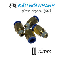 Đầu Nối Nhanh Khí Nén Ø10mm - Ren Ngoài 1/4" CDC MPC 1002 (Màu Xanh)