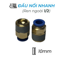 Đầu Nối Nhanh Khí Nén Ø10mm - Ren Ngoài 1/2" CDC MPC 1004 (Màu Xanh)