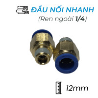 Đầu Nối Nhanh Khí Nén Ø12mm - Ren Ngoài 1/4" CDC MPC 1202 (Màu Xanh)