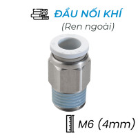 Đầu Nối Nhanh Khí Nén Ø4mm - Ren Ngoài M6 CDC MPC 04M6N-W (Màu Trắng)