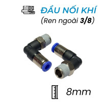 Đầu Nối Nhanh Khí Nén Cong Tự Ngắt Ø8mm - Ren Ngoài 3/8" CDC SPL 0803 (Màu Đen)