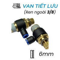 Van Tiết Lưu Khí Nén Ø6mm - Ren Ngoài 3/8" CDC MSC 0603 (Màu Đen)
