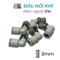 Đầu Nối Nhanh Khí Nén Cong Ø8mm - Ren Ngoài 1/4" CDC MPL 0802N-W (Màu Trắng)