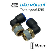 Đầu Nối Nhanh Khí Nén Cong Ø16mm - Ren Ngoài 3/8" CDC MPL 1603 (Màu Đen)