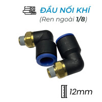 Đầu Nối Nhanh Khí Nén Cong Ø12mm - Ren Ngoài 1/8" CDC MPL 1201 (Màu Đen)