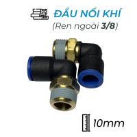 Đầu Nối Nhanh Khí Nén Cong Ø10mm - Ren Ngoài 3/8" CDC MPL 1003 (Màu Đen)