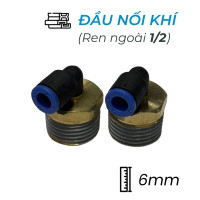 Đầu Nối Nhanh Khí Nén Cong Ø6mm - Ren Ngoài 1/2" CDC MPL 0604 (Màu Đen)