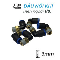 Đầu Nối Nhanh Khí Nén Cong Ø6mm - Ren Ngoài 1/8" CDC MPL 0601 (Màu Đen)