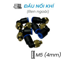 Đầu Nối Nhanh Khí Nén Cong Ø4mm - Ren Ngoài M5 CDC MPL 04M5 (Màu Đen)