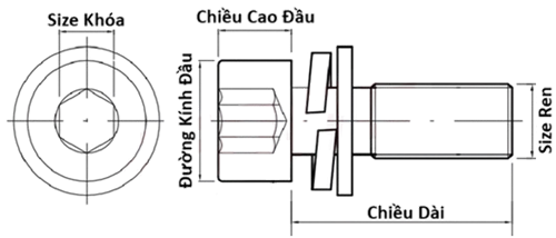 Lục Giác Chìm Đầu Trụ Inox 304 M4x20 (1 LĐP + 1 LĐV)_drawing