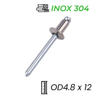 Rivet Inox 304 Chân Thép OD4.8x12mm (500 Cái)