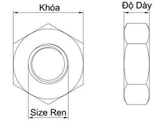 Tán Mỏng Inox 304 DIN439 M4_drawing
