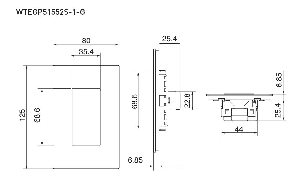 Công Tắc Panasonic WTEGP51552S‑1‑G Dòng Gen-x Có Đèn Báo_drawing