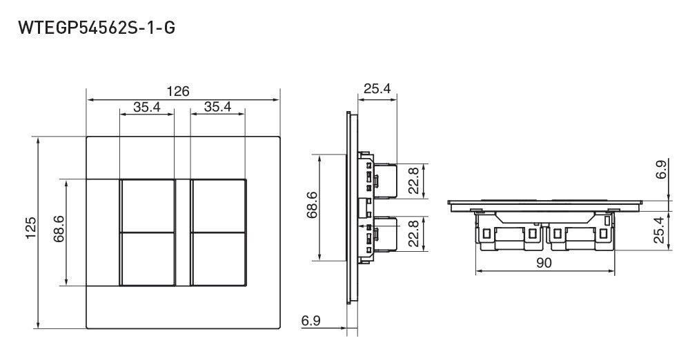 Công Tắc Panasonic WTEGP54562S‑1‑G Dòng Gen-X Có Đèn Báo_drawing