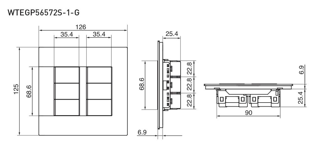 Công Tắc Panasonic WTEGP56572S‑1‑G Dòng Gen-X Có Đèn Báo_drawing