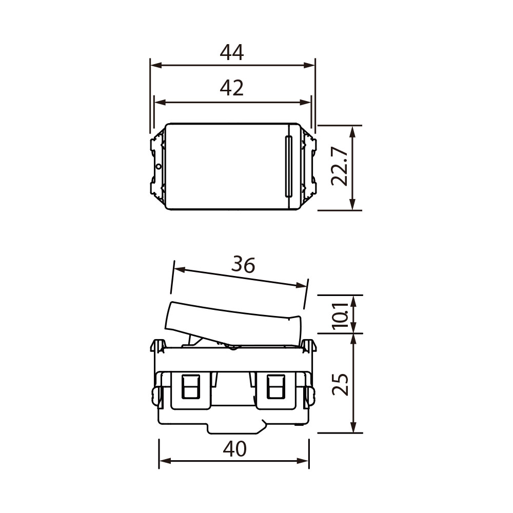 Công Tắc Panasonic WEVH5033-7MYZ Dòng Halumie 2 Tiếp Điểm Có Đèn Báo_drawing