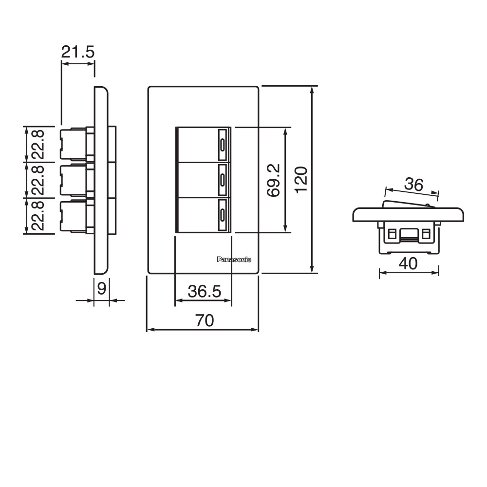 Công Tắc Panasonic Refina WEV5531SW Dòng Wide 1 Chiều_drawing