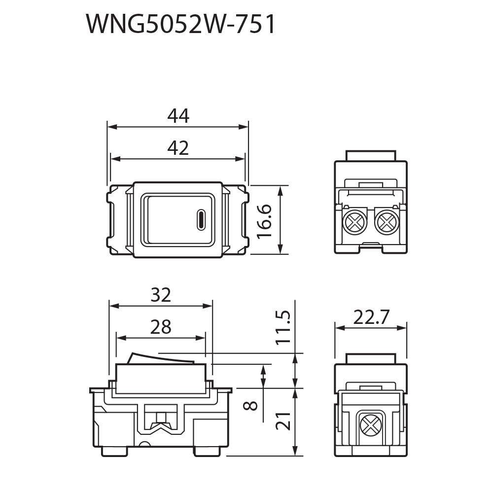 Công Tắc Panasonic WNG5052W-751 Dòng Full Color 2 Chiều Có Đèn Báo_drawing