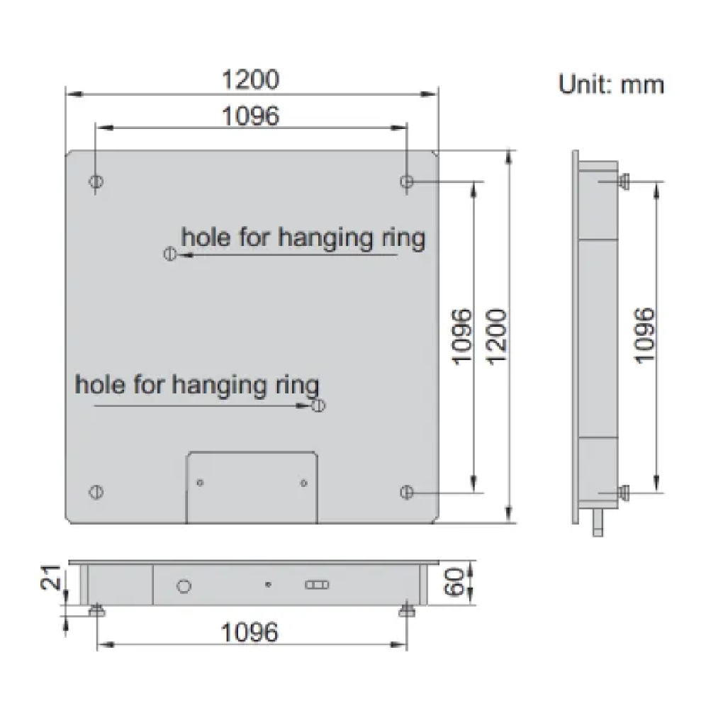 Cân Sàn Điện Tử 1t INSIZE 8401-1T1212_drawing