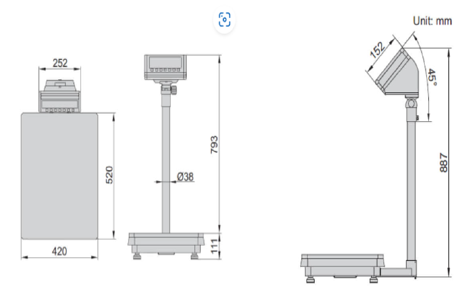 Cân Sàn Điện Tử 300kg INSIZE 8501-AL300_drawing