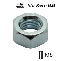 Tán Thép Mạ Kẽm 8.8 DIN934 M8