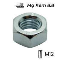 Tán Thép Mạ Kẽm 8.8 DIN934 M12