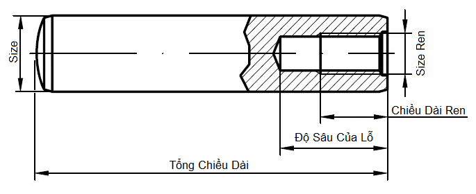 Chốt Định Vị Có Ren Thép SUJ2 DIN7979(D) D20x80_drawing