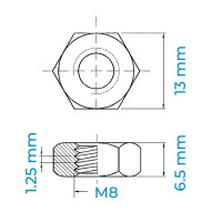 Tán Thép Mạ Kẽm Trắng Cr3+ 8.8 DIN934 M8