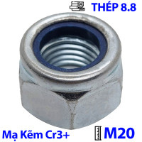 Tán Keo Thép Mạ Kẽm Trắng Cr3+ 8.8 DIN985 M20