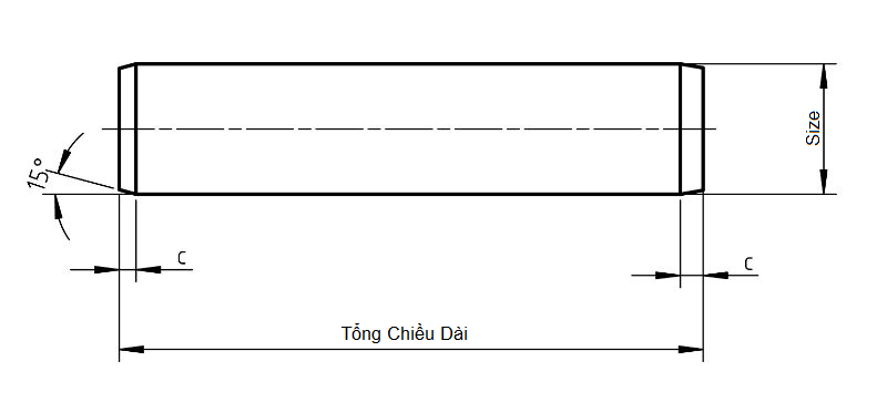 Chốt Định Vị Inox 304 ISO2338 D1x16_drawing