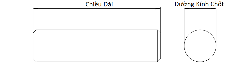 Chốt Định Vị Thép Đen 12.9 D1/4 x 1_drawing