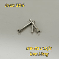 Lục Giác Chìm Đầu Trụ Inox 304 UNC #6-32 x 1.1/2 Ren Lửng